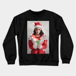 Beautiful Girl Portrait In Santa Claus Costume 2 Crewneck Sweatshirt